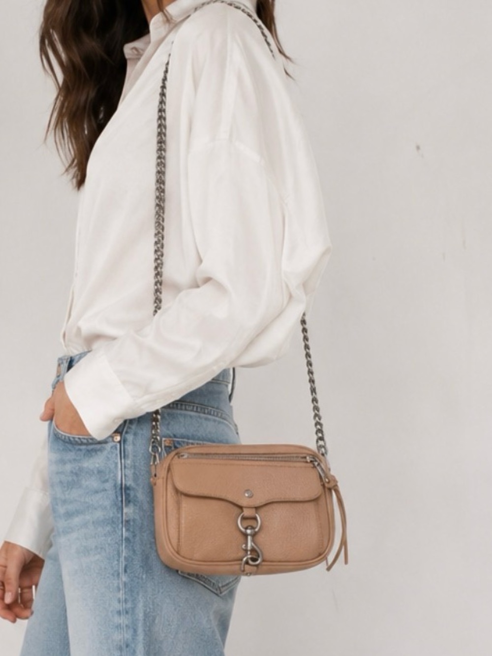 Rebecca Minkoff Blythe Purse in Pinky Beige Leather. NWOT